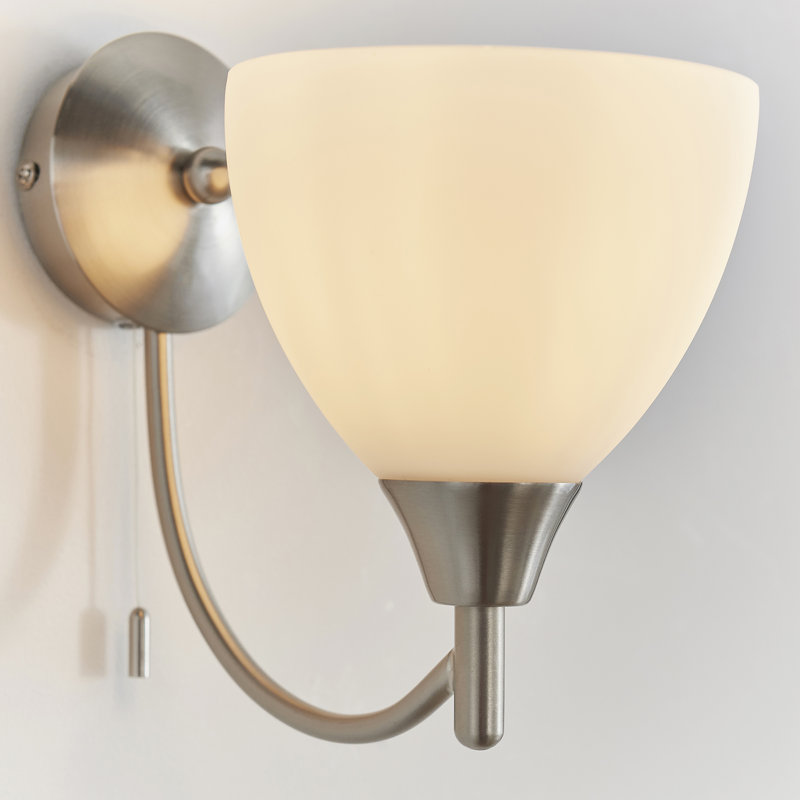 Barium Steel Armed Sconce, Satin Chrome