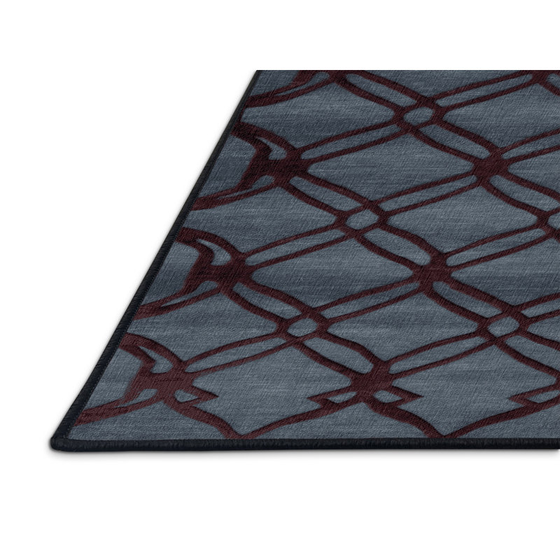 Tapis gris en treillis lavable à la machine, Rectangulaire 2 pi x 3 pi