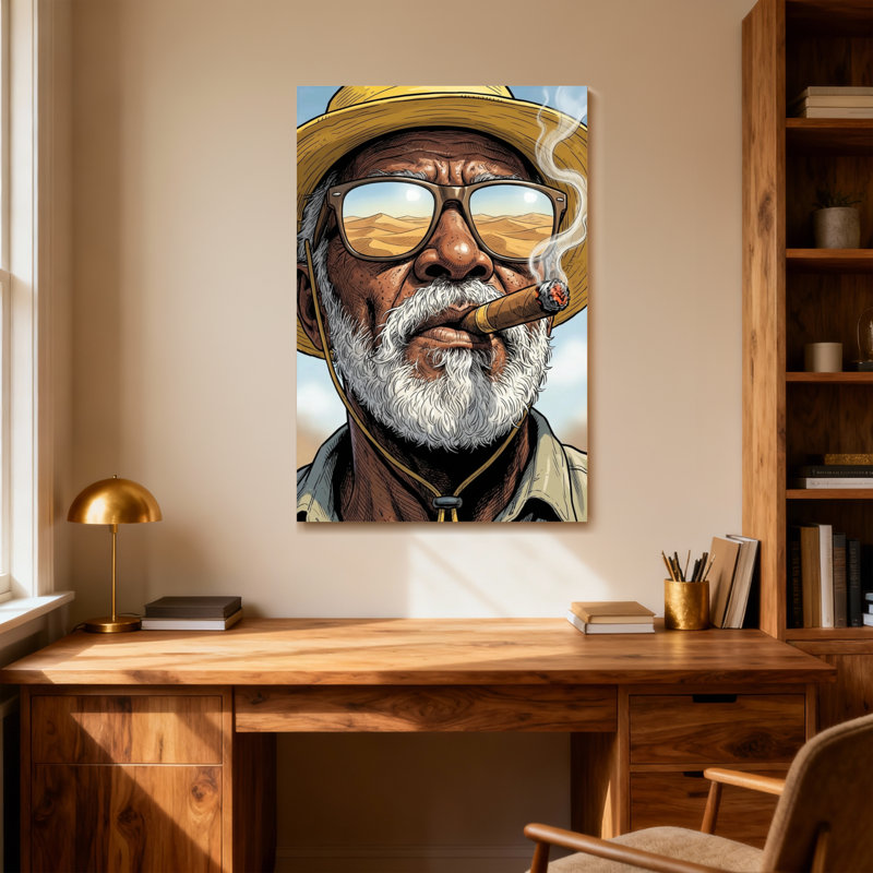 Fashion Old Man avec cigare et lunettes de soleil, H 16 po x l 24 po
