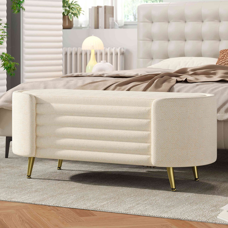 Repose-pieds moderne avec rangement et repose-pieds, Beige