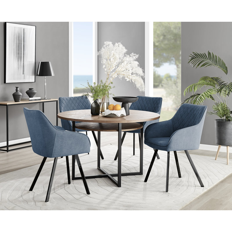 4 - Person Dining Set, Blue/Black