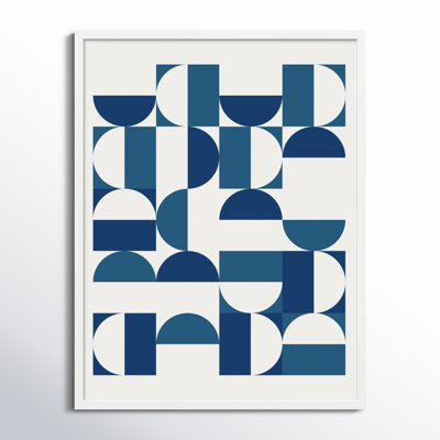 Bauhaus Geometric Blue and Teal Print