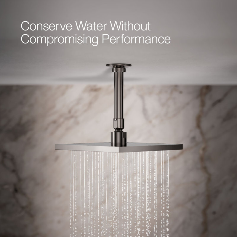 Contemporary Rain Shower Head, Vibrant Titanium, 1.75 GPM, Square