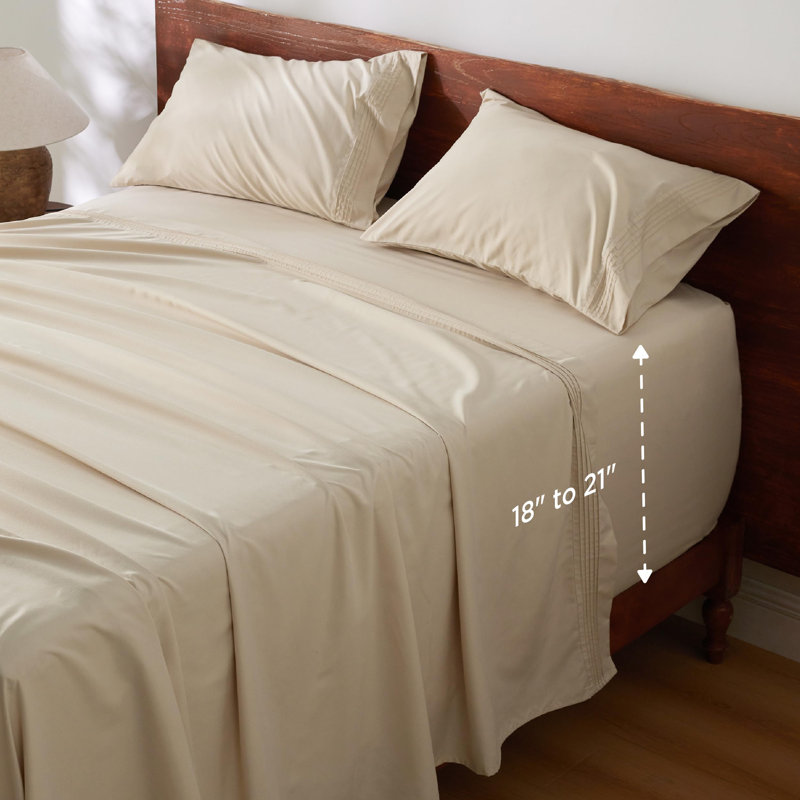 Bedsure Deep Pocket Sheet Set - Fits Mattresses Up to 21 Inches Thick -  GentleSoft Bed Sheet set, Moisture Wicking, Soft & Cooling Bed Sheet & Pillowcases, Easy & Secure Fit