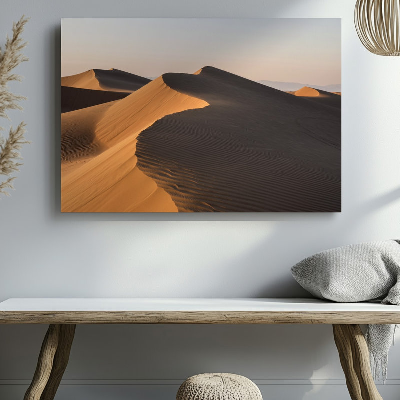 Reproduction d'art sur toile, "Un vaste paysage désertique avec des dunes de sable ondulées", H 9 po x l 12 po
