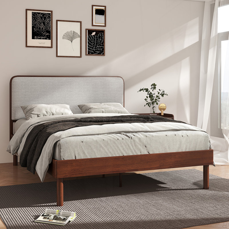 Queen Size Platform Bed with Upholstered Headboard for Luxurious Comfort and Modern Design