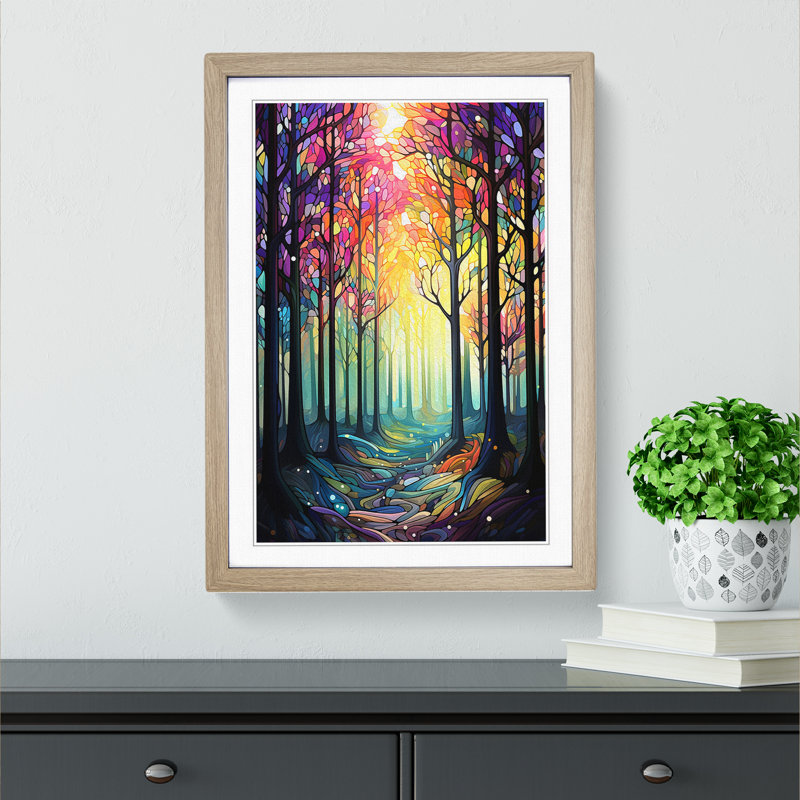 Spring ForestNo.4 - Single Picture Frame Print on Wood, Oak Framed, 46cm H x 34cm W