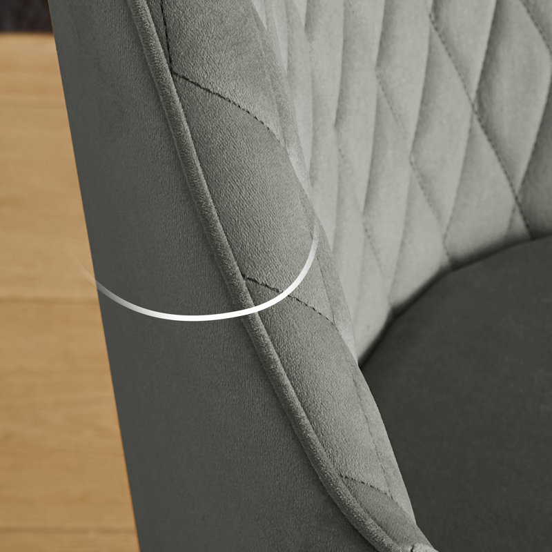 Comfortable Velvet Round Seat Upholstered Armchair for Dining Room, Bar, Restaurant or Hotel, Graphite Grey