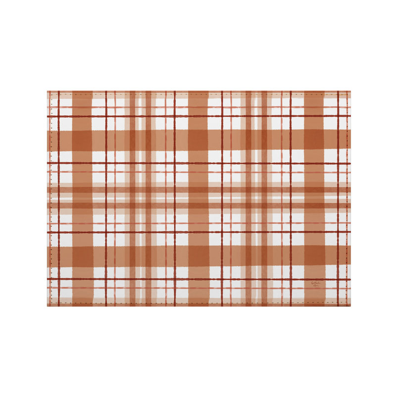 Ensemble de 4 napperons en cuir vegan rouille, Orange Plaid