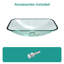Lavabo vasque de salle de bain rectangulaire au-dessus du comptoir pour salle de bain, lavabo vasque en verre trempé avec bonde escamotable (sans robinet)