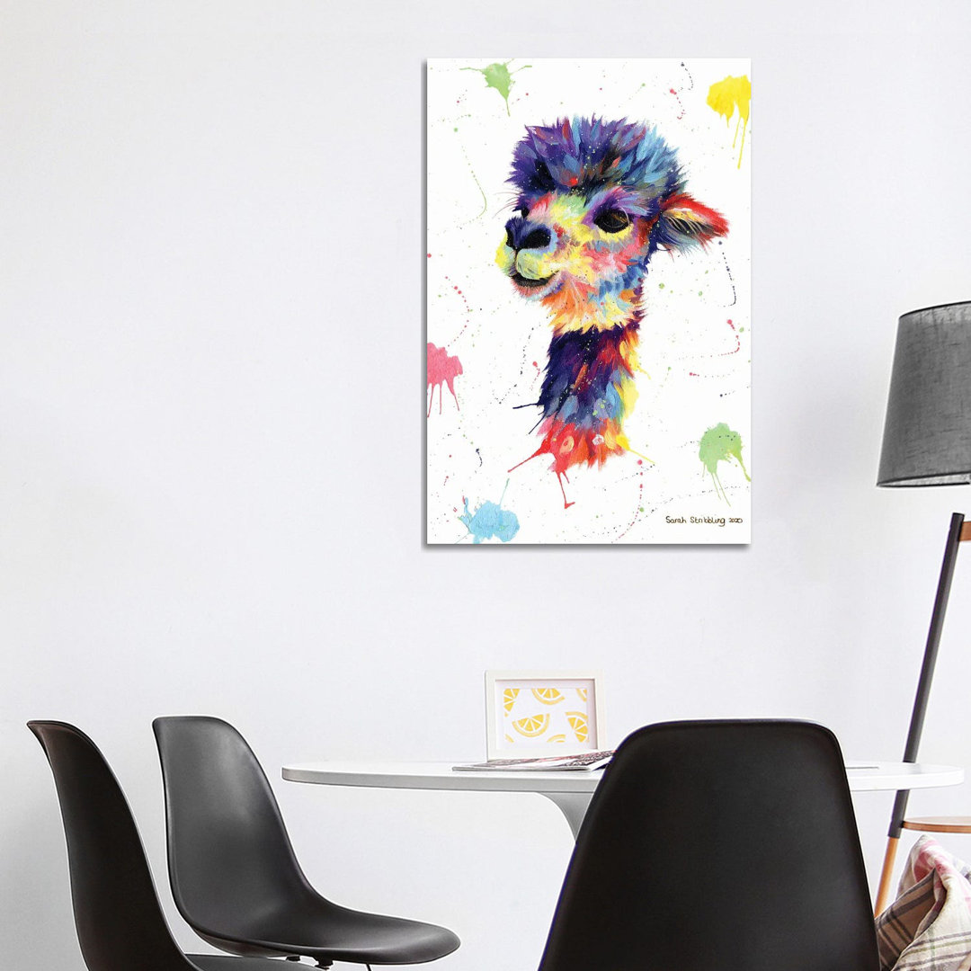 Multicolor Alpaca von Sarah Stribbling - Galerie-verpackte Leinwand Giclée auf Leinwand