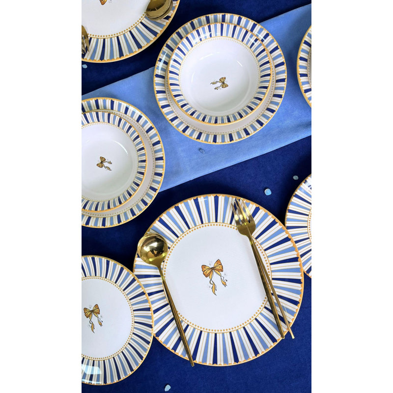 Dinner Set, Blue/Light Blue
