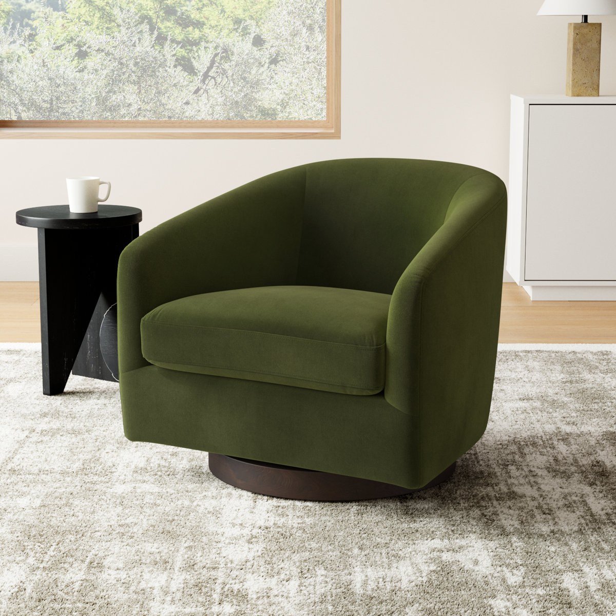 Bennett Upholstered Swivel Barrel Chair (Set of 2)