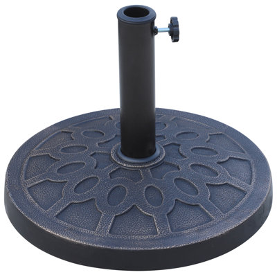 Porte-parasol 26 pouces avec support à parasol rond en résine avec beau motif décoratif et installation facile