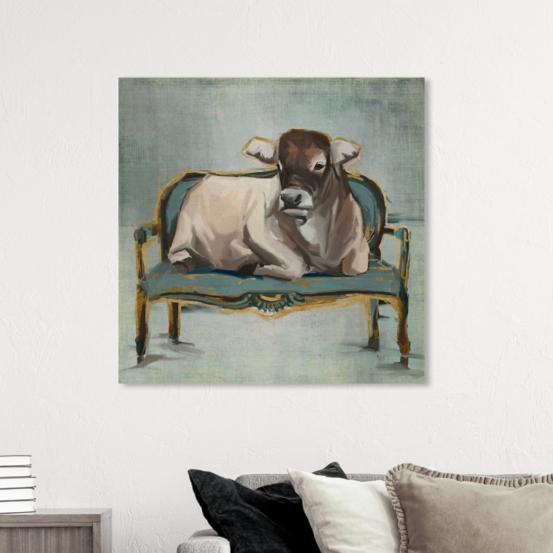 «Animals Her Majesty Cow», reproduction d'art, Toile tendue, H 40 po x l 40 po, Sans cadre