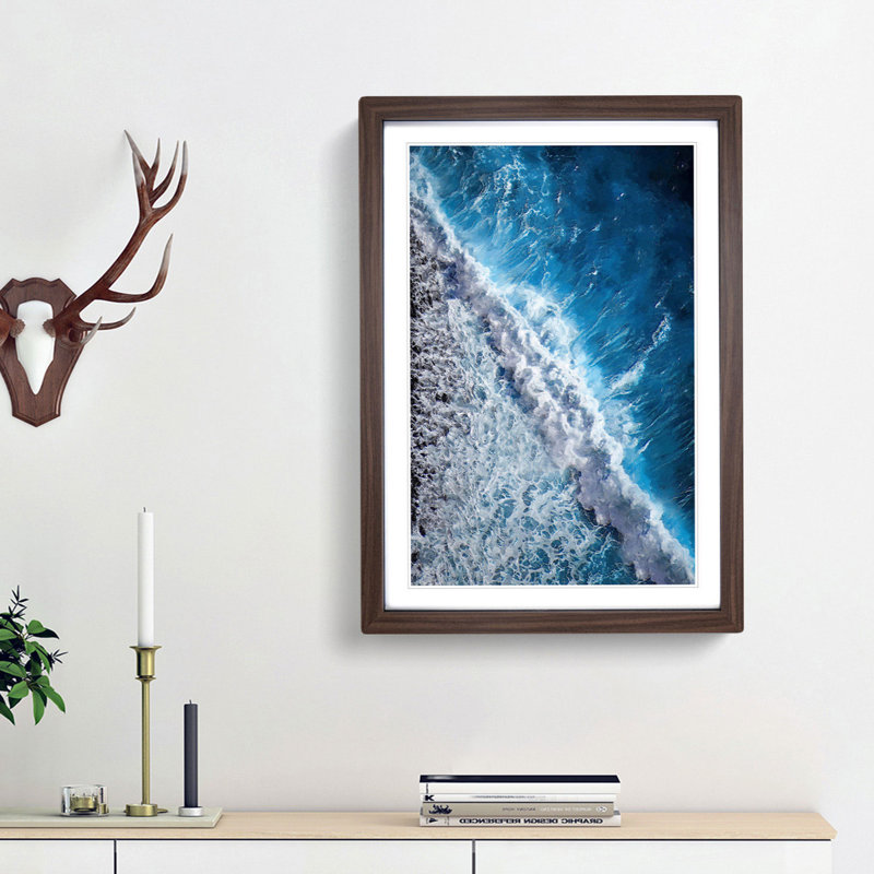 The Beauty of the Ocean in Abstract - Picture Frame Graphic Art Print, 65cm H x 48cm W x 2cm D, Walnut Framed