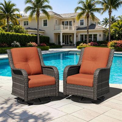 4" Thick Outdoor Patio Cushion, Seat & Back Cushion with 6 Optional Colors(Set of 2)