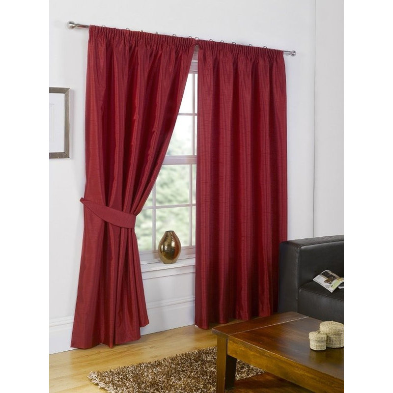 Jaqueline Semi Sheer Curtain Pair, 116 W x 228 D cm, Red