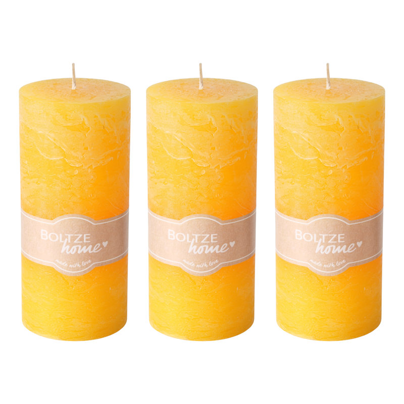 Ensemble de bougies pilier 3 pièces, Orange mandarine