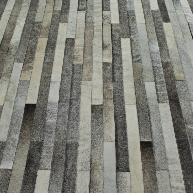 Poseidon Cowhide Striped Area Rug, Rectangle 8' x 10'