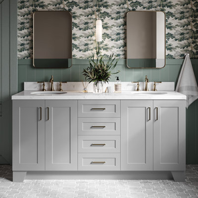 Freitas 72'' Solid Wood Double Bathroom Vanity with 1.5'' Top