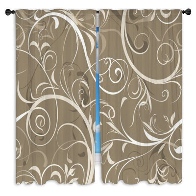 Floral Window Curtains  Abstract Fluid Drapes - 2 Panels