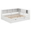 Grand lit de jour en bois en forme de L avec 2 tiroirs et tablettes de rangement, structure de lit d'angle peu encombrante-1510299595