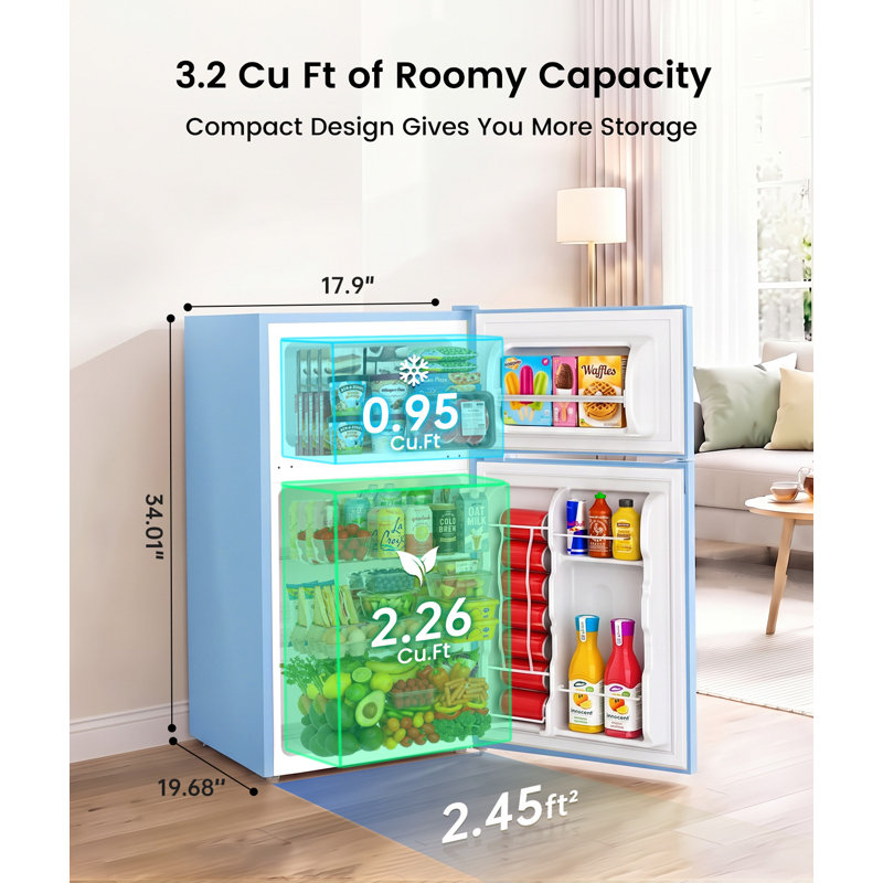 BANGSON Top Freezer Freestanding Mini Fridge