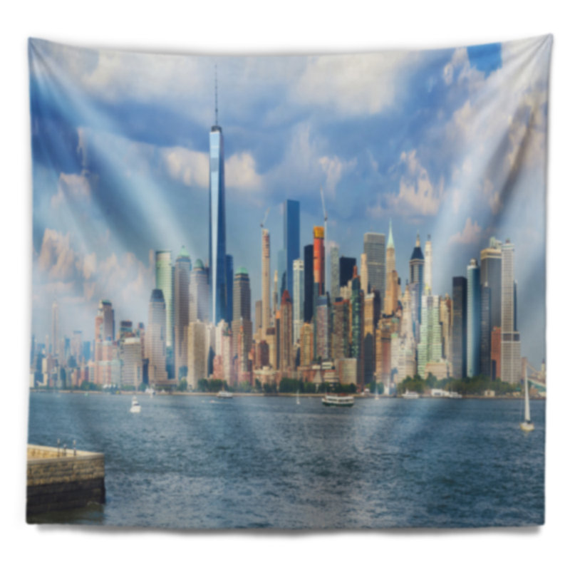 Tapisserie paysage urbain de Manhattan, H 78 po x l 92 po