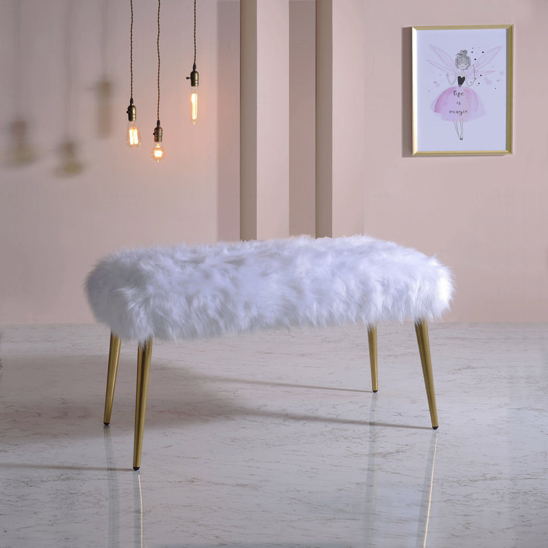 Banc en fausse fourrure et finition dorée