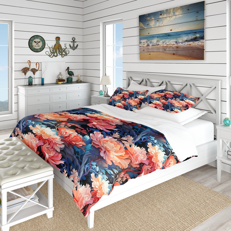 Literie Coral Mirage, Housse de couette simple + 1 taie décorative stan