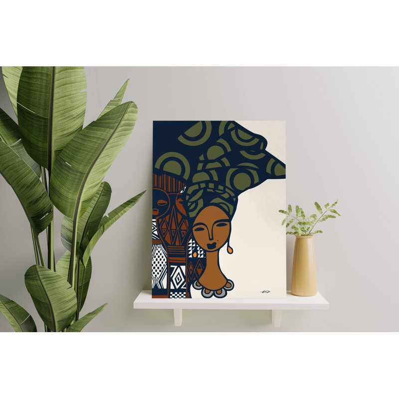 «Abike Stylized Tribal African Woman» par Ify Ojo, reproduction d'art sur toile tendue, H 16 po x l 20 po x P 3 po