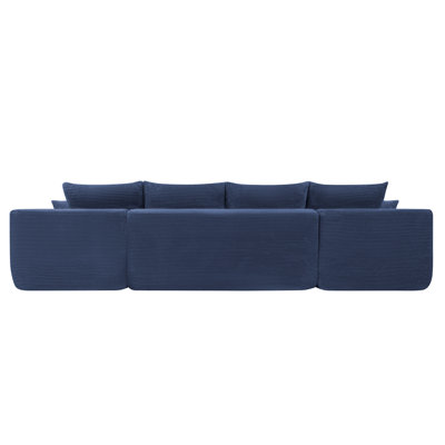 126" Cloud Sectional Sofa with U-Shape Chaise and Side Pockets and Cup holder