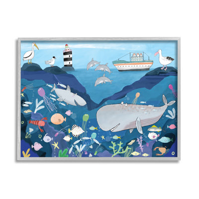Illustration d'un enfant sous-marin, requin-baleine - peinture