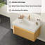 Meuble-lavabo flottant ultra-mince en contreplaqué flottant pré-assemblé avec plateau en pierre frittée blanc de Carrare, lavabo encastré en céramique et capteur de lumière, grain de bois clair