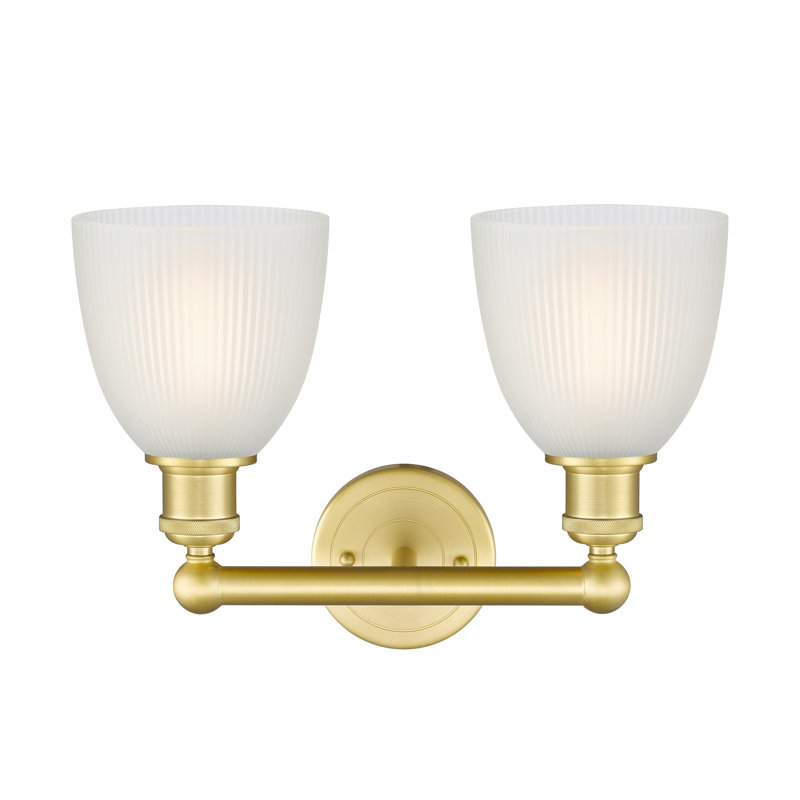 Éclairage pour meuble-lavabo à 2 lumières 15 pouces Philomene, Blanc, Or satiné