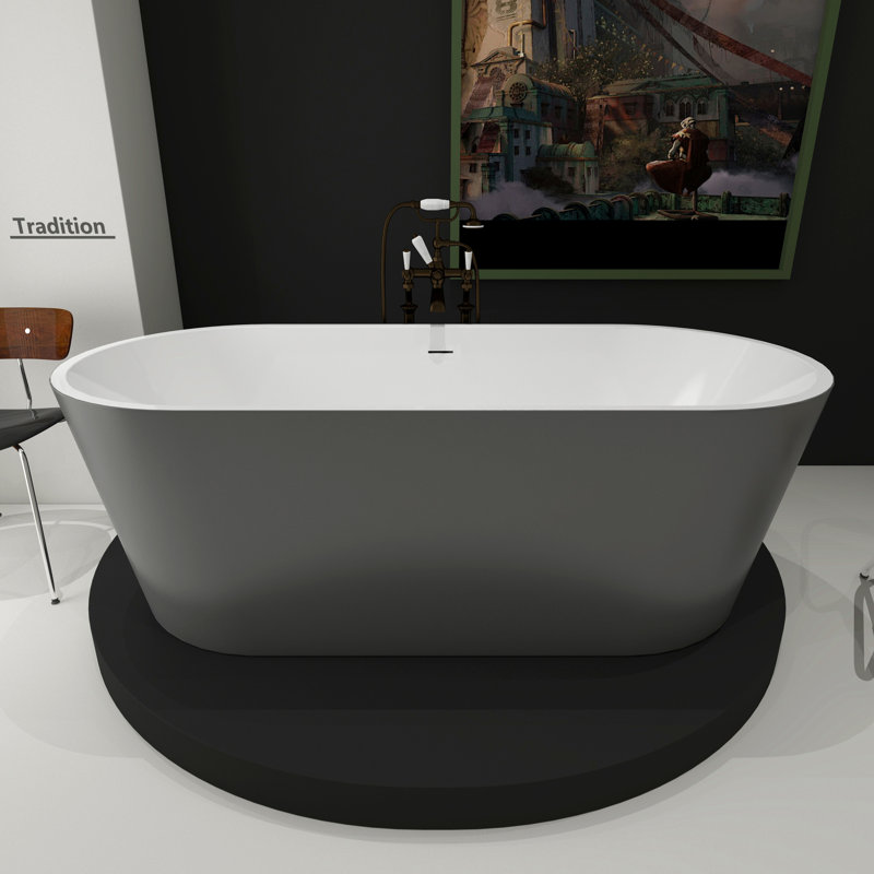 59'' x 28'' Free Standing Tub Acrylic Freestanding Bathtub Soaking Bath Tub A24 Bathroom Tub
