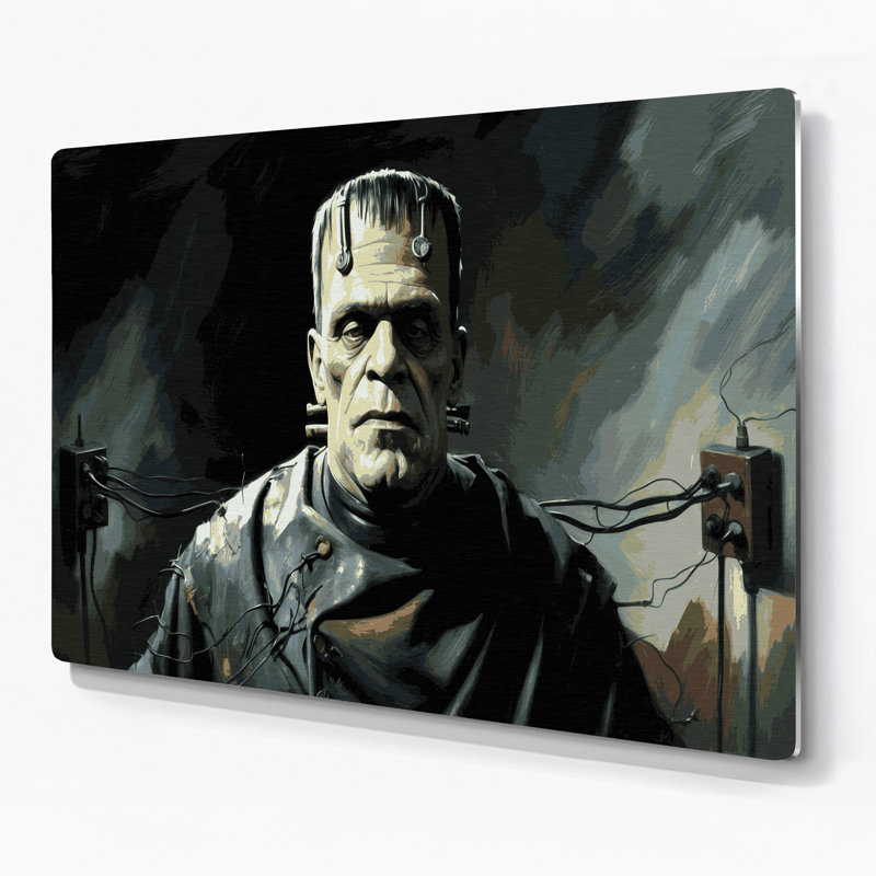 Art mural en métal bleu, Halloween, H 16 po x l 20 po