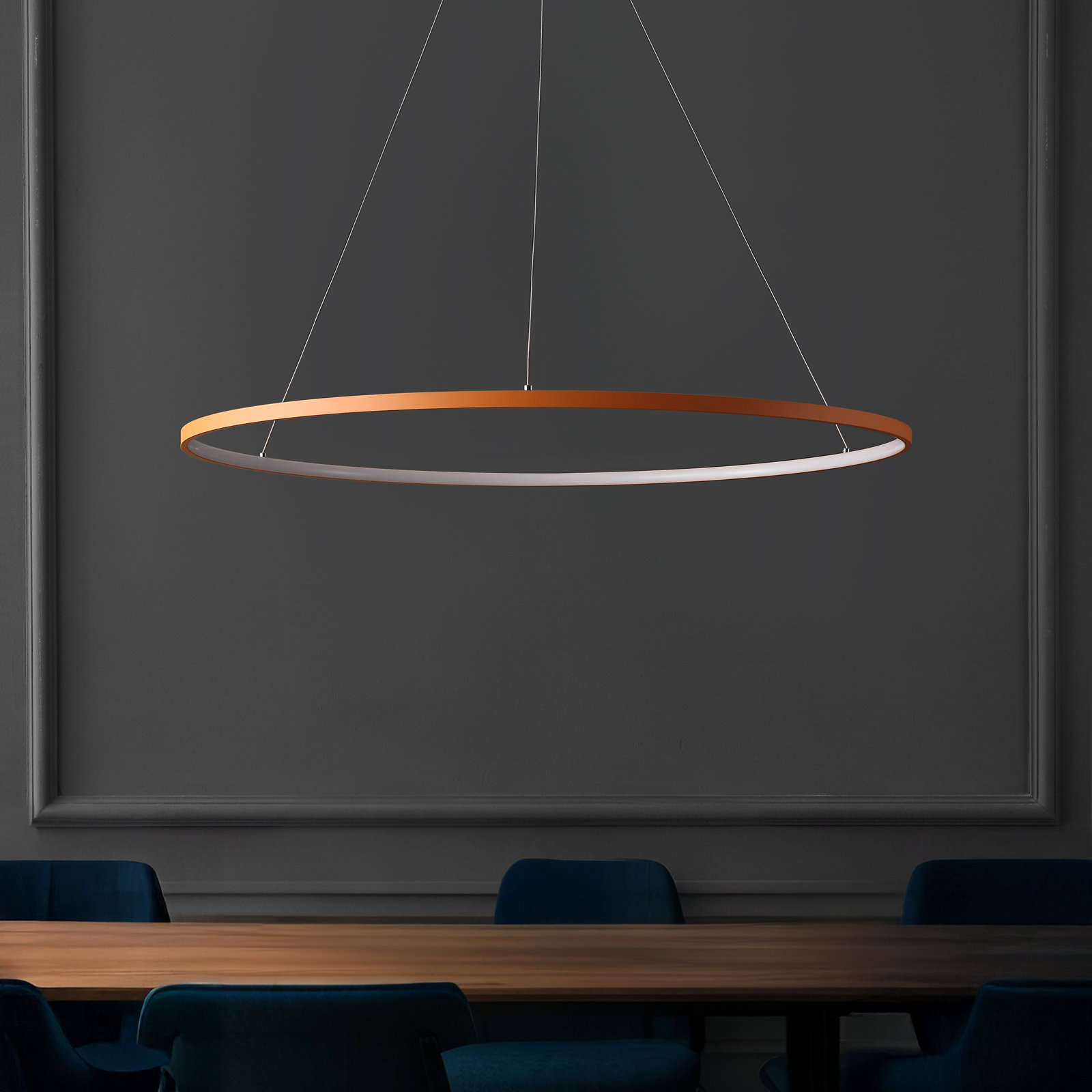 Odin Single Light Dimmable LED Pendant, 0.75" H x 34.88" W x 34.88" D, Orange