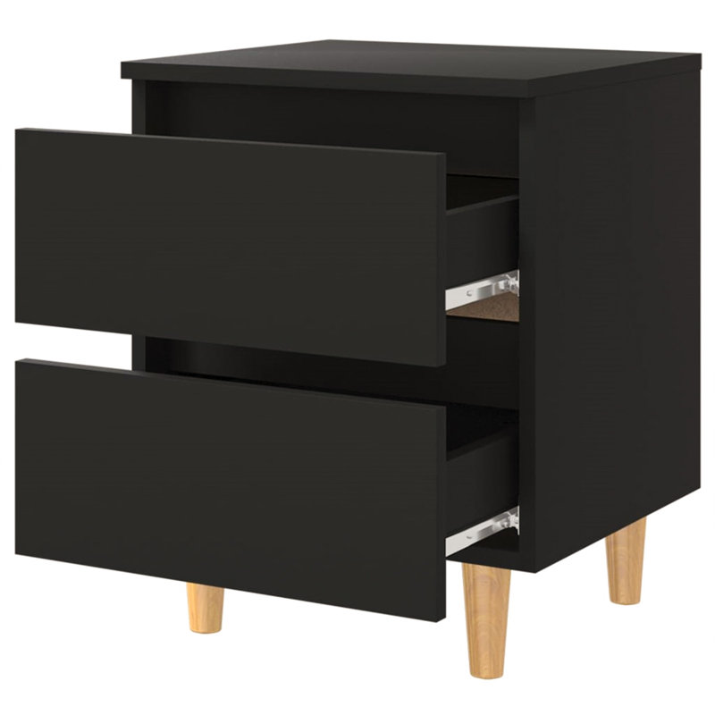 Liesl 40cm W Manufactured Wood Bedside Table, Black