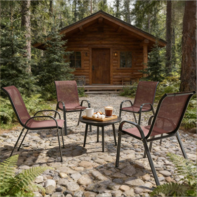 Ensemble de 4 chaises d'extérieur en maille empilables