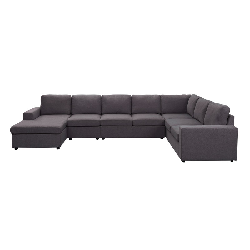 Hayden 146.5'' Wide Polyester Reversible Modular Sofa & Chaise, Dark Gray 100% Polyester