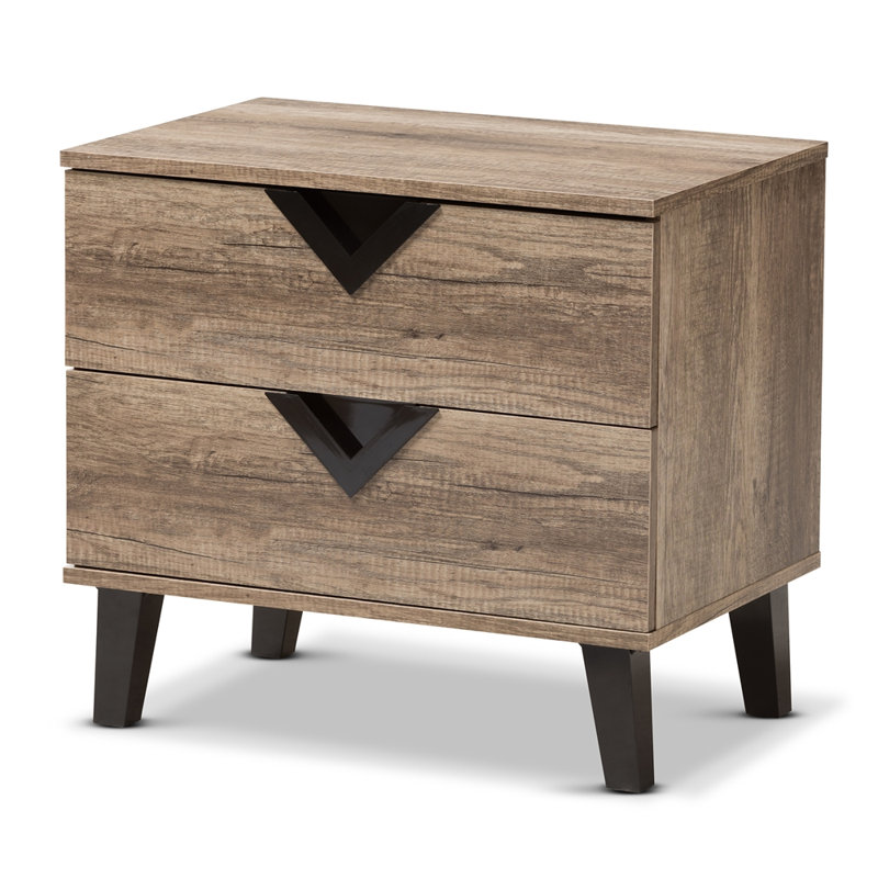 Bernadene Contemporary and Modern Brown and Black Nightstand, 21.41'' H X 23.49'' W X 15.58'' D
