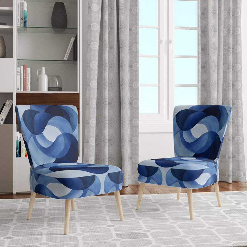 Chaise d'appoint Abstract Shapes - Chaise d'appoint Blue Minimal Curves I, Side Chair Armless