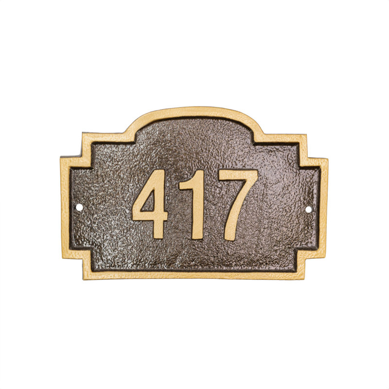 Plaque d’adresse murale sur 1 ligne chesterfield, Blanc / Noir