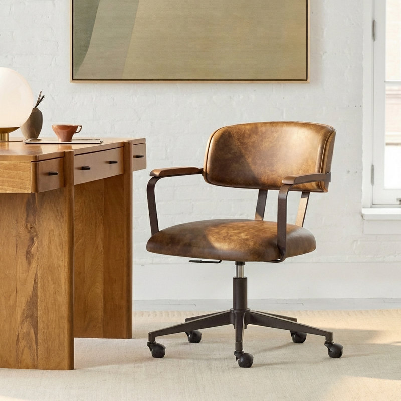 Chaise de bureau Mid-Century, Brun