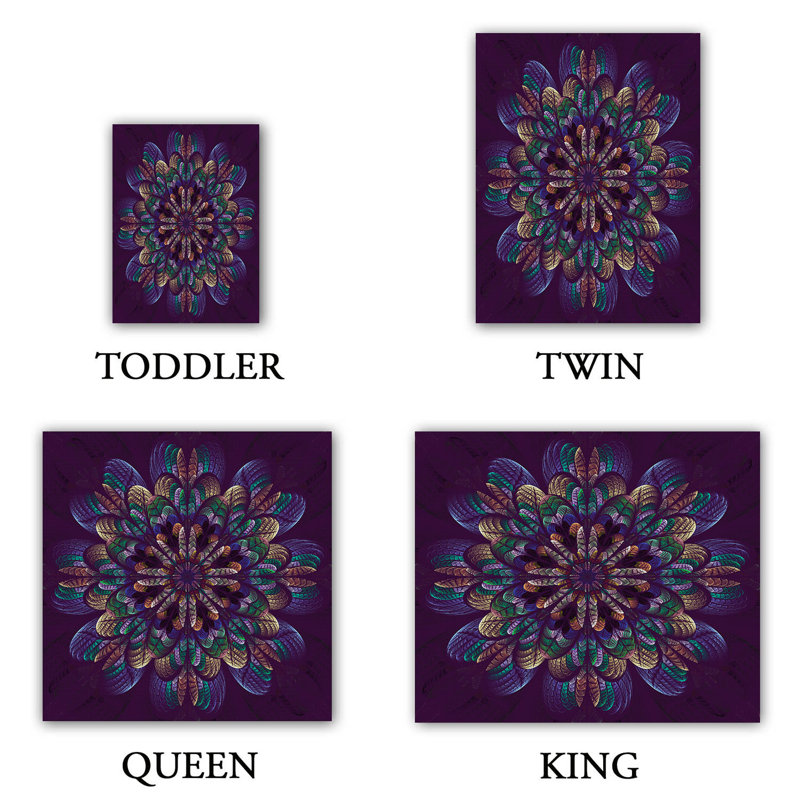Polyester Floral Duvet Cover, 1 Twin Duvet Cover + 1 Standard Sham, Purple/Blue/Yellow