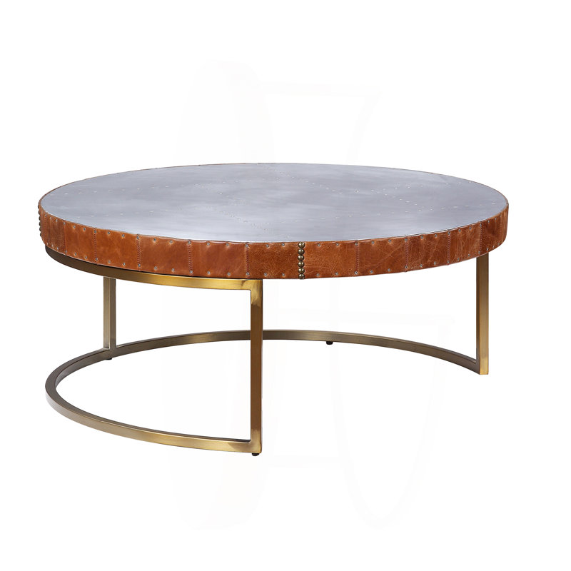 Table basse en aluminium et tambour cacao