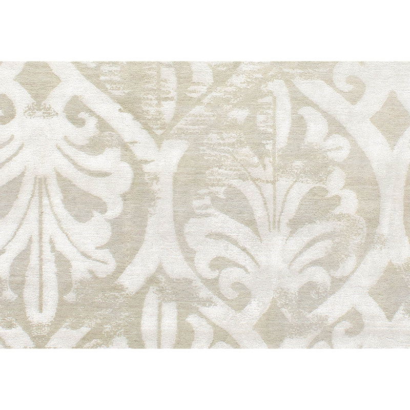 Hand Knotted Area Rug in Beige/White, Rectangle 8' x 10'
