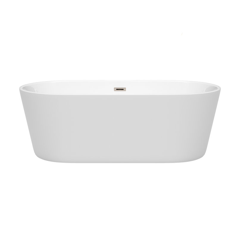 Carissa 67'' x 31.5'' Soaking Acrylic Bathtub, Brushed Nickel